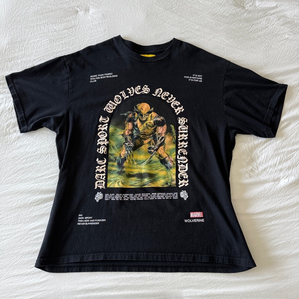DARC SPORT MARVEL WOLVERINE BLACK COTTON TEE SHIRT UNISEX HERO ELITE SERIES